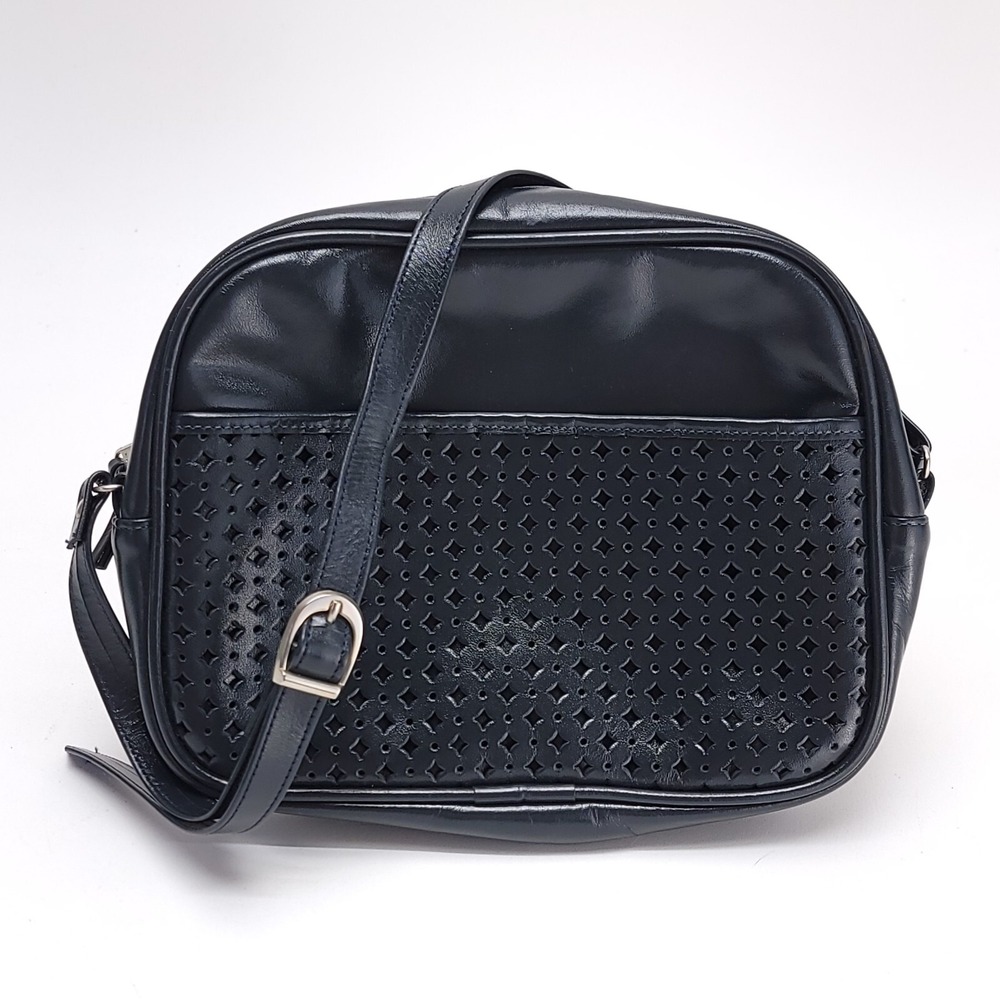 NEW Tic-Tac-Toes‎ Vintage Black Leather Womens Purse Handbag Clutch Bag